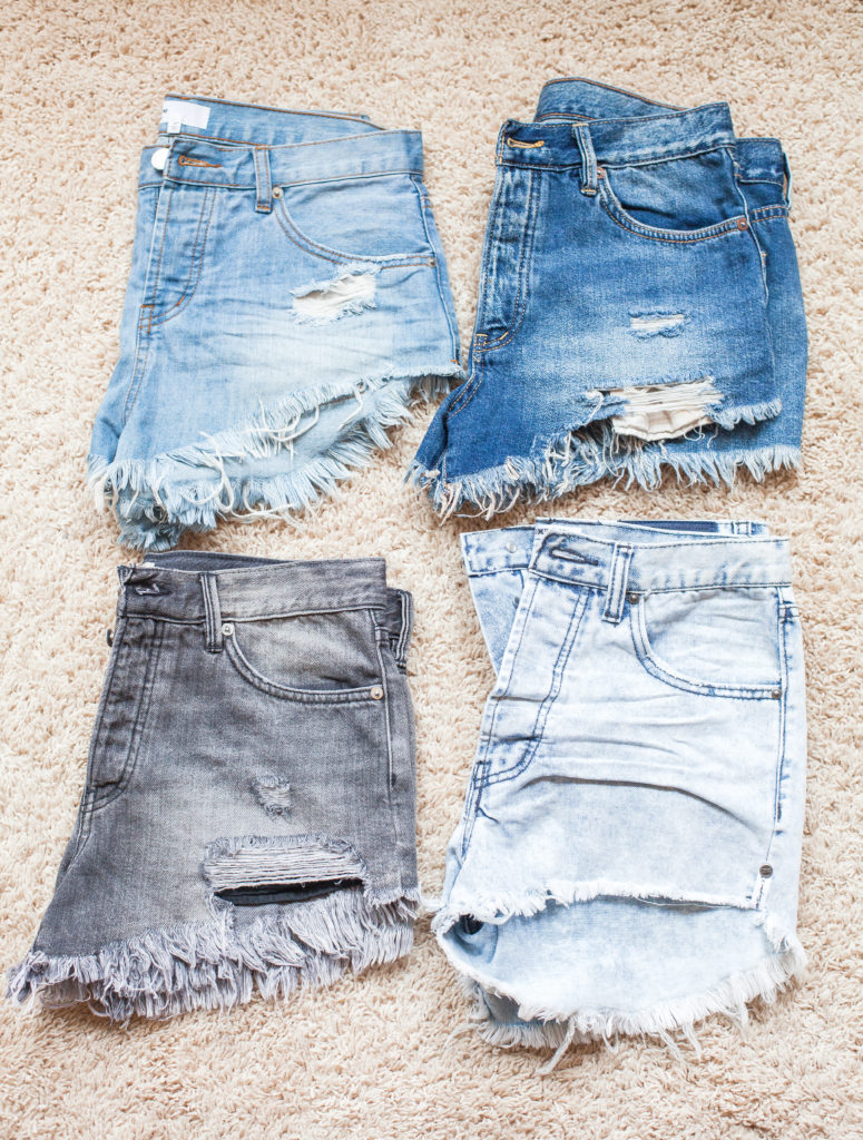 jean shorts with pockets showing