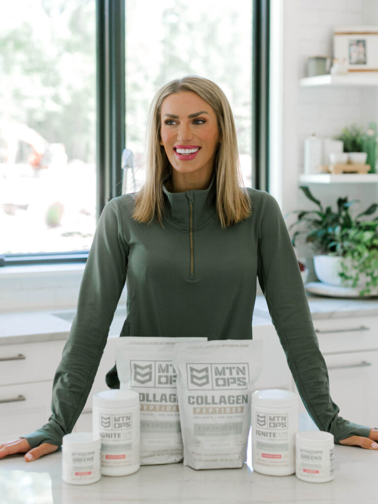 Eva Shockey MTN OPS collection. Collagen, greens and ignite lite supplements. 